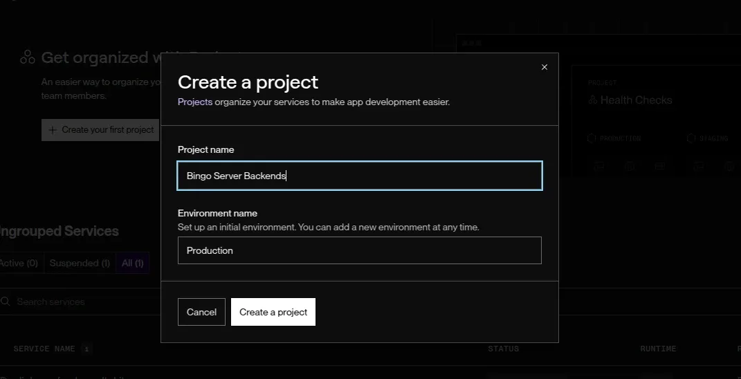 Create a new Master project