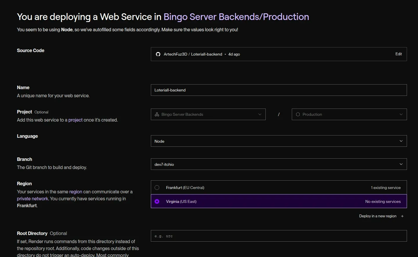 Select Repo, Name, Language, Branch, Region